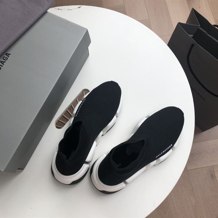 BALENCIAGA SPEED RECYCLED KNIT SNEAKER IN BLACK/WHITE – BLA052