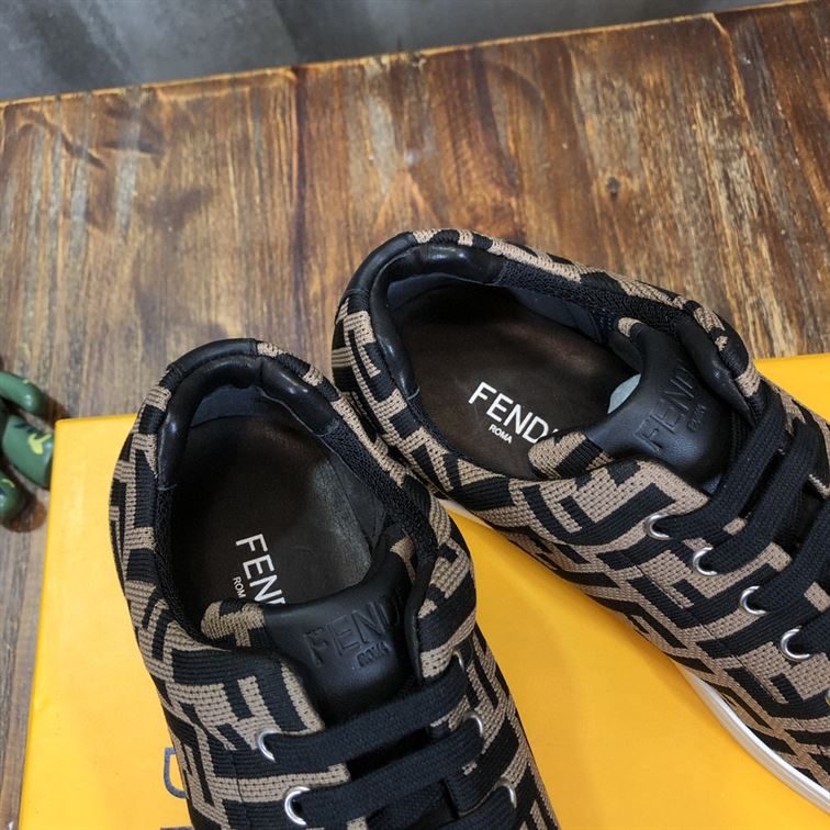 FENDI SNEAKERS BROWN FABRIC LOW-TOPS – FDS007