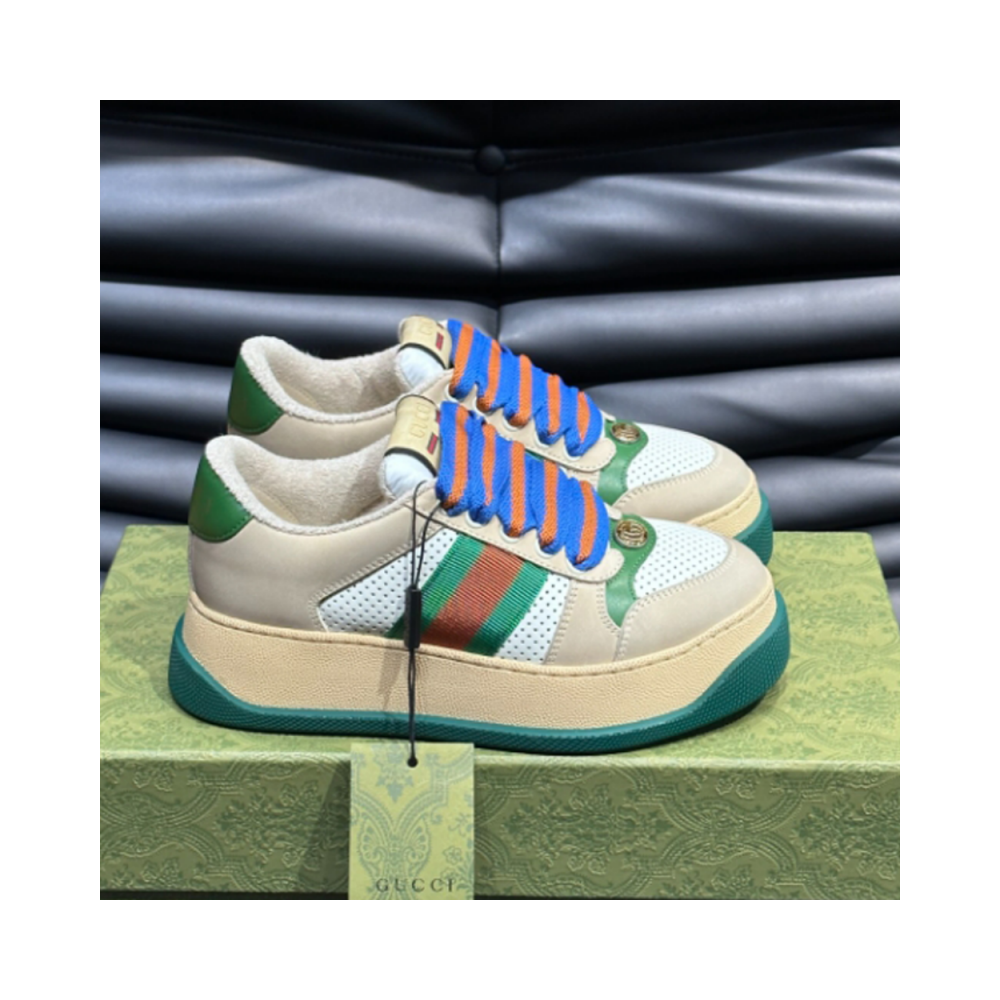 Gucci Screener Trainer With Web Beige Green Sneaker – GCC177