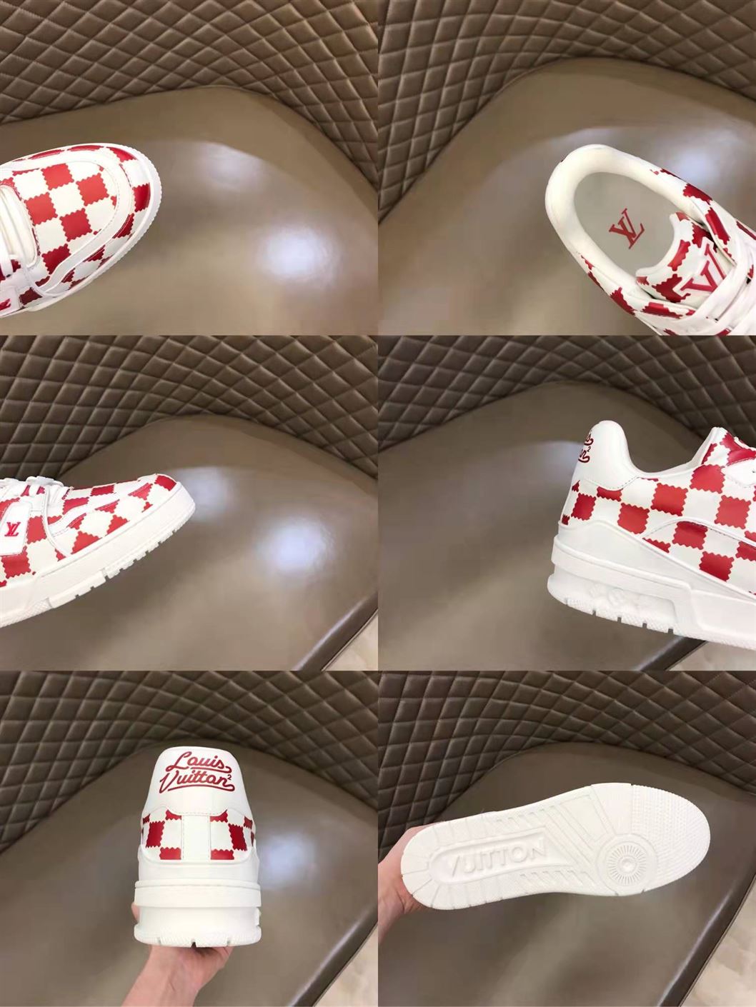 LOUIS VUITTON TRAINER SNEAKER RED WHITE DAMIER – LVS044