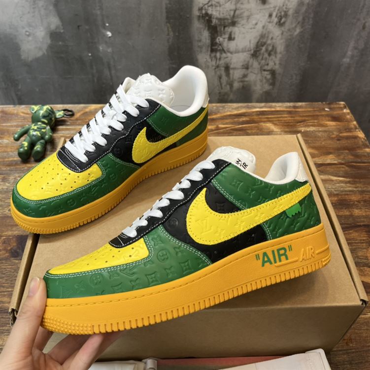 LOUIS VUITTON X NIKE AIR FORCE 1 LOW-TOP SNEAKERS IN YELLOW AND GREEN – LVS119