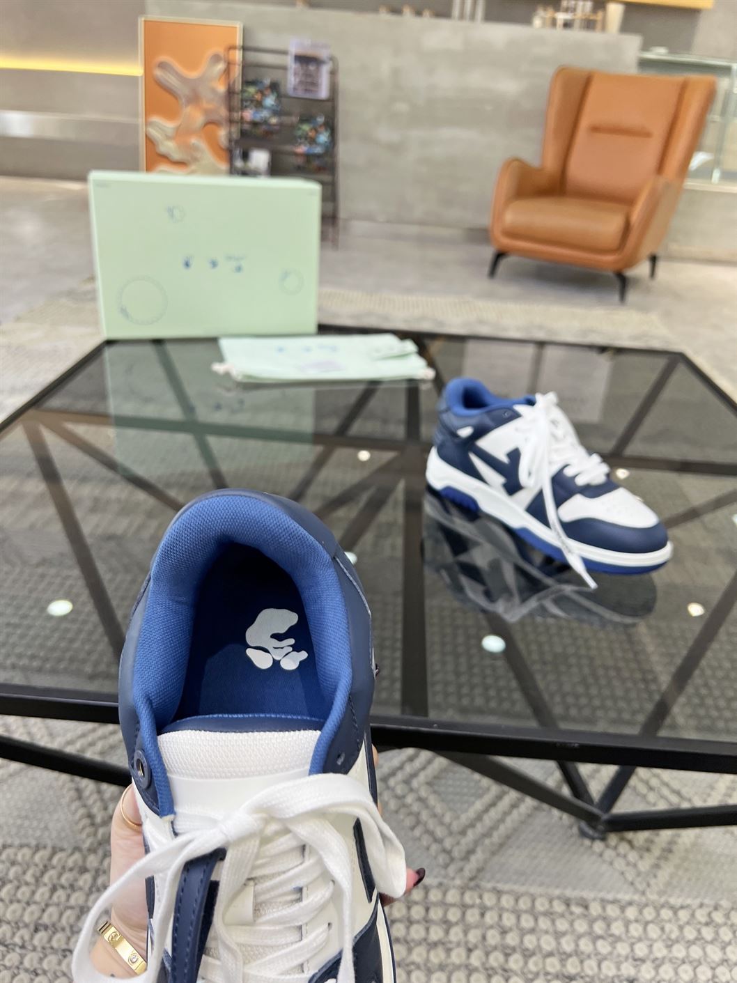 OFF-WHITE OUT OFF OFFICE CALF LEATHER WHITE ROYAL IN BLUE – OFW016