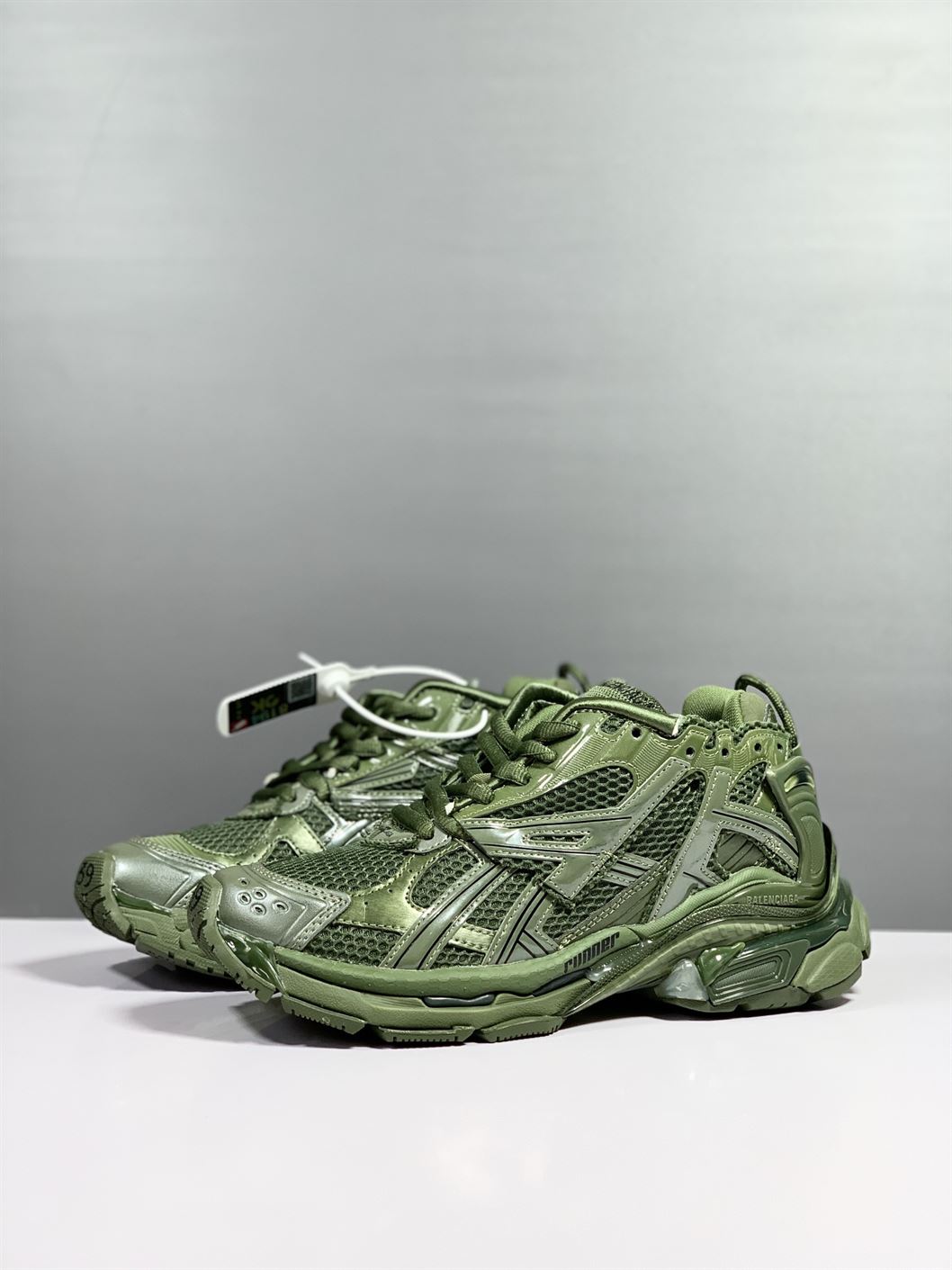 BALENCIAGA RUNNER TRAINERS IN DARK GREEN MESH AND NYLON – BLA025