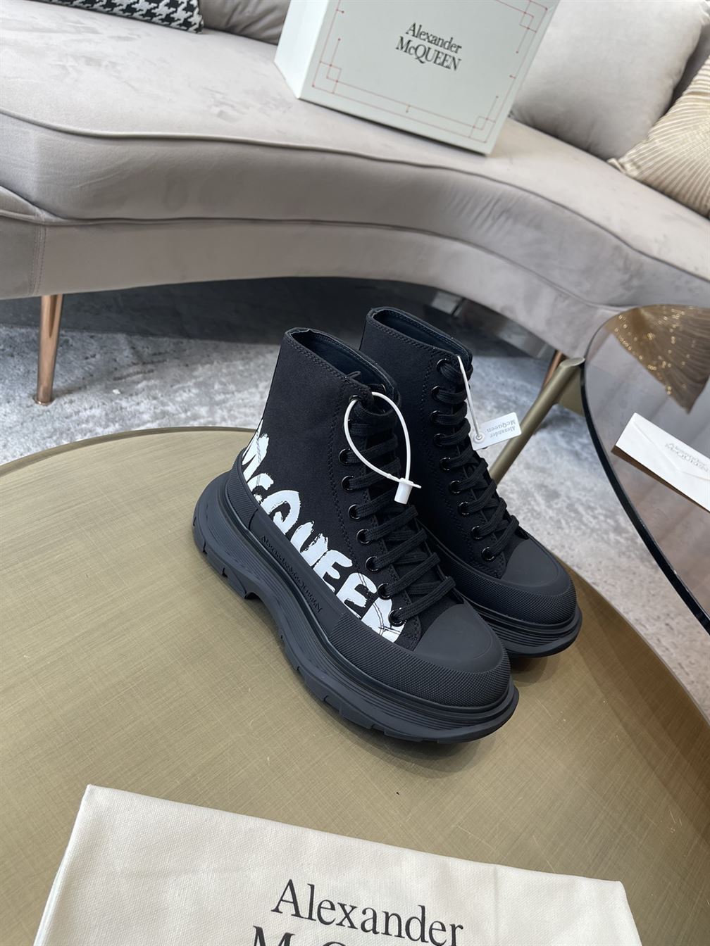 ALEXANDER MCQUEEN GRAFFITI TREAD SLICK HIGH-TOP SNEAKERS – ALD029