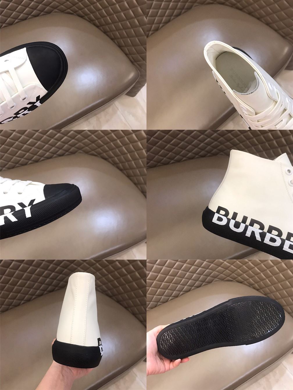 BURBERRY LOGO PRINT GABARDINE HIGH-TOP SNEAKERS – BBR029