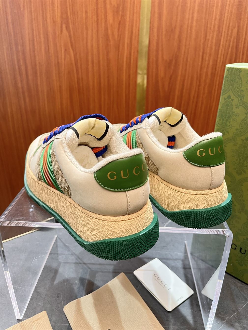 GUCCI SCREENER GG TRAINERS GREEN MONOGRAM – GCC143