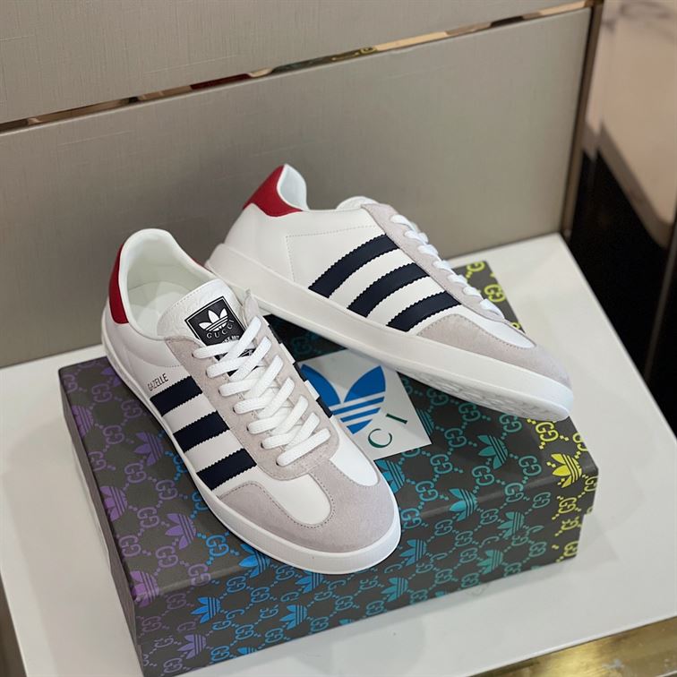 GUCCI X ADIDAS GAZELLE LOW-TOP SNEAKERS IN WHITE – GCC030