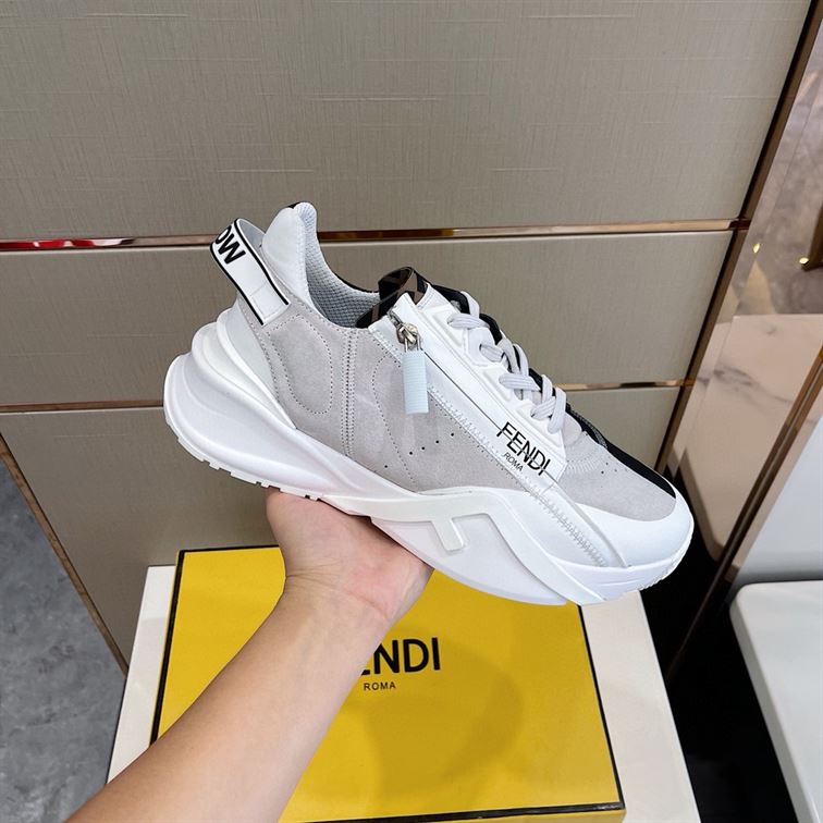 FENDI FLOW BICOLOR SUEDE LOW-TOP SNEAKERS – FDS006