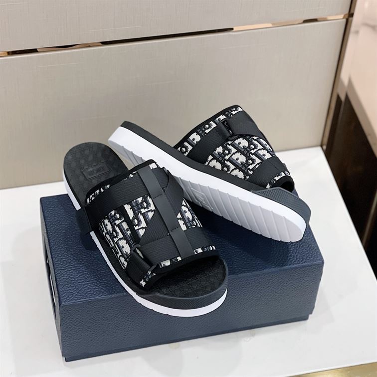 DIOR ALPHA SANDAL BEIGE AND BLACK DIOR OBLIQUE JACQUARD – DS005