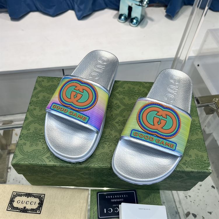 GUCCI SLIDE INTERLOCKING G LEATHER BLACK FOR MEN – GSL004