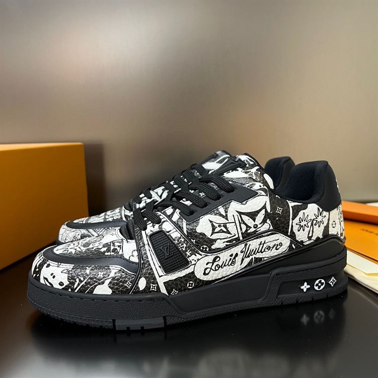 LOUIS VUITTON LV TRAINER COMIC MOTIFS BLACK WHITE – LVS146