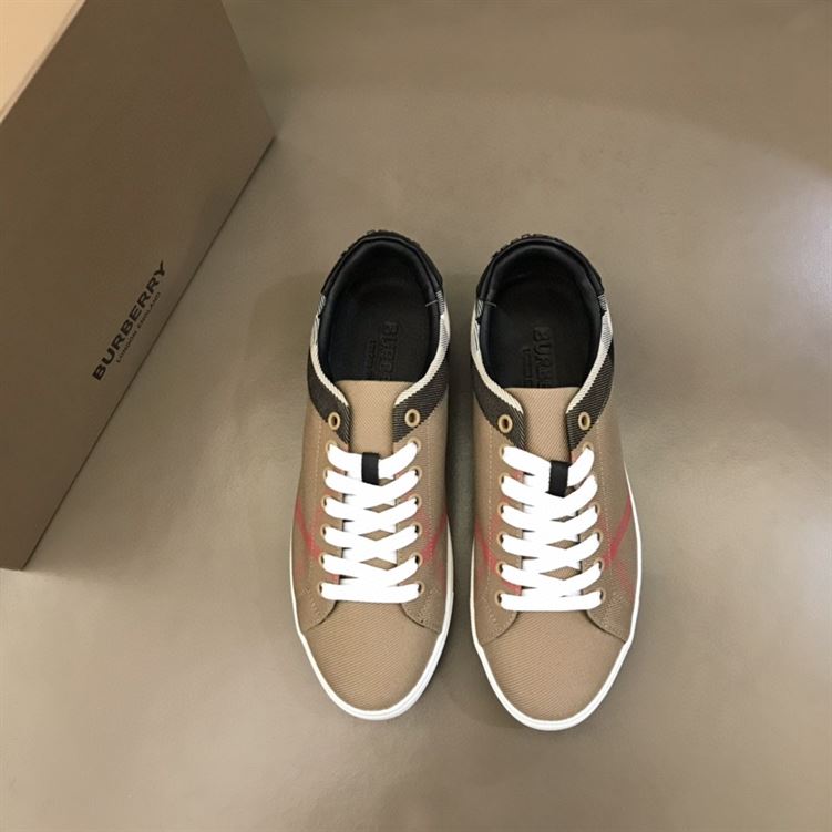 BURBERRY HOUSE CHECK & LEATHER LOW-TOP SNEAKER – BBR013