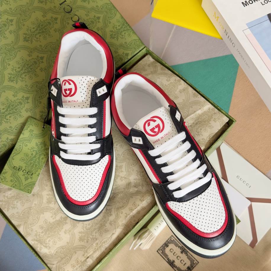 Gucci Unisex Black Red White Sneakers – GCC217