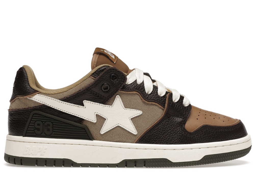 A Bathing Ape Bape SK8 STA Brown Ivory