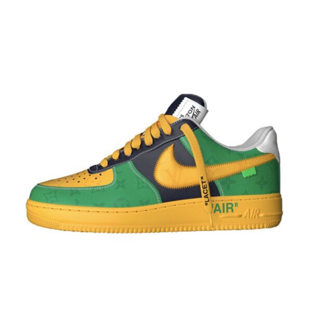 LOUIS VUITTON X NIKE AIR FORCE 1 LOW-TOP SNEAKERS IN YELLOW AND GREEN – LVS108
