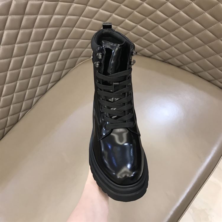 PRADA BRUSHED LEATHER AND NYLON BOOTS – PRS035