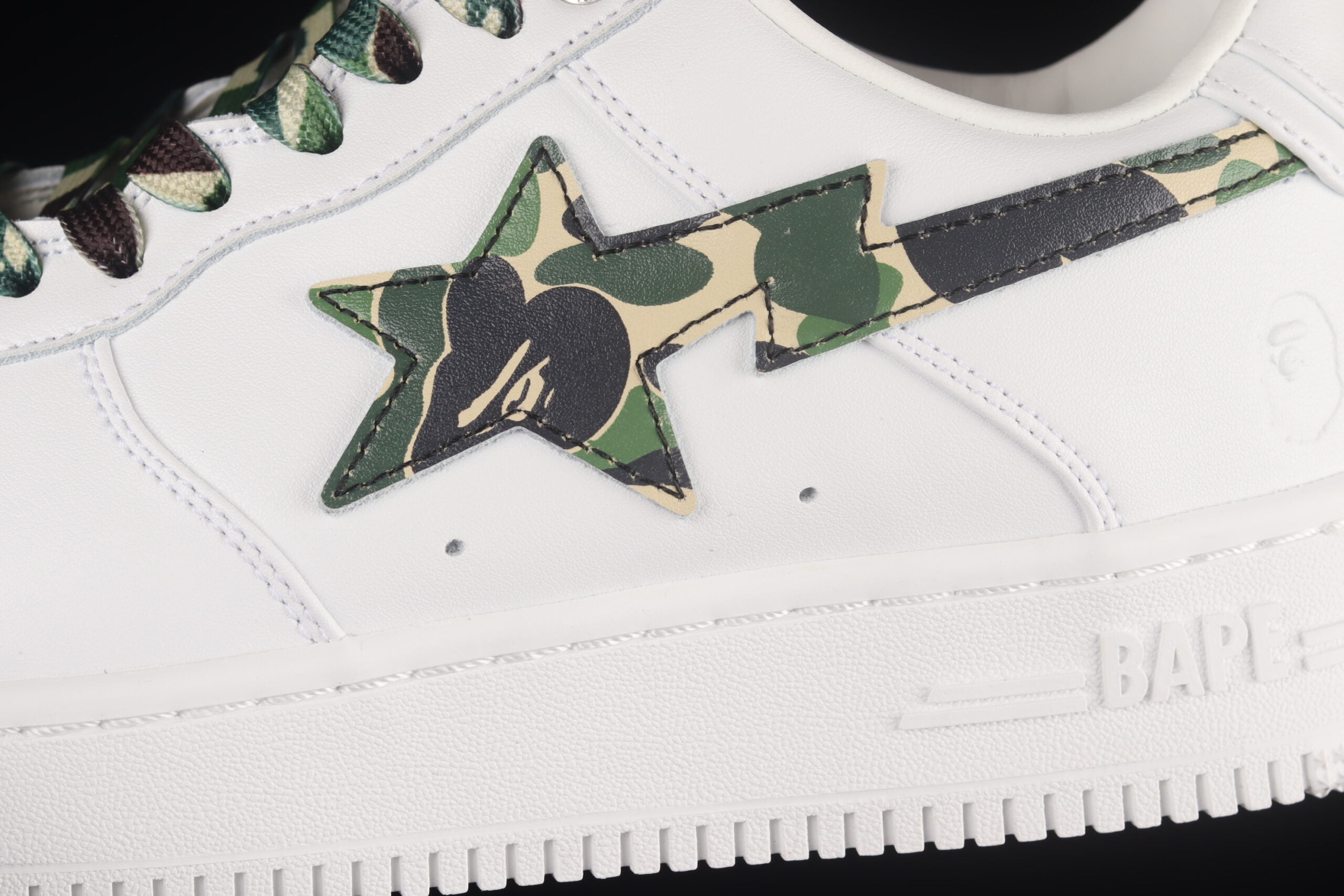 A Bathing Ape Bape STA Low White ABC Camo Green