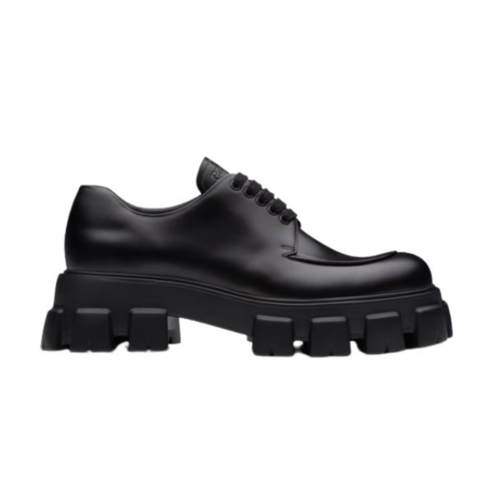 PRADA MONOLITH BRUSHED LEATHER LACE-UP SHOES – PRS060