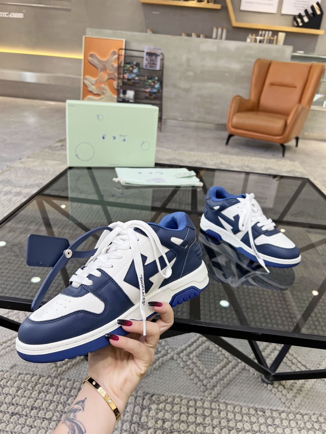 OFF-WHITE OUT OFF OFFICE CALF LEATHER WHITE ROYAL IN BLUE – OFW016