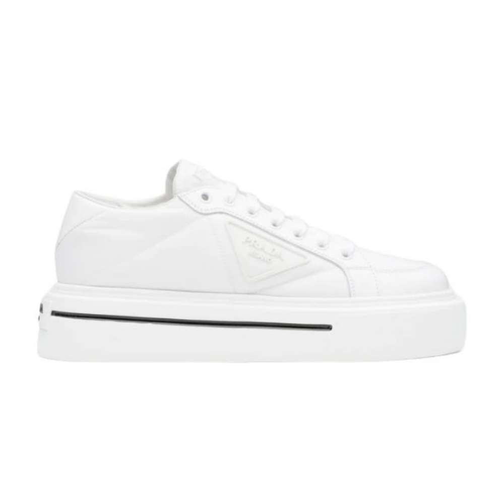 PRADA MACRO RE-NYLON AND BRUSHED LEATHER SNEAKERS – PRS057
