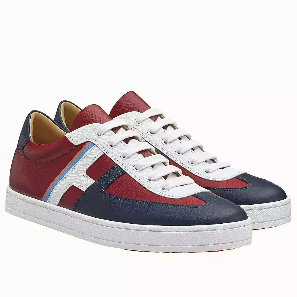 Hermes Boomerang Sneakers In Multicolore Bordeaux Leather – HM052