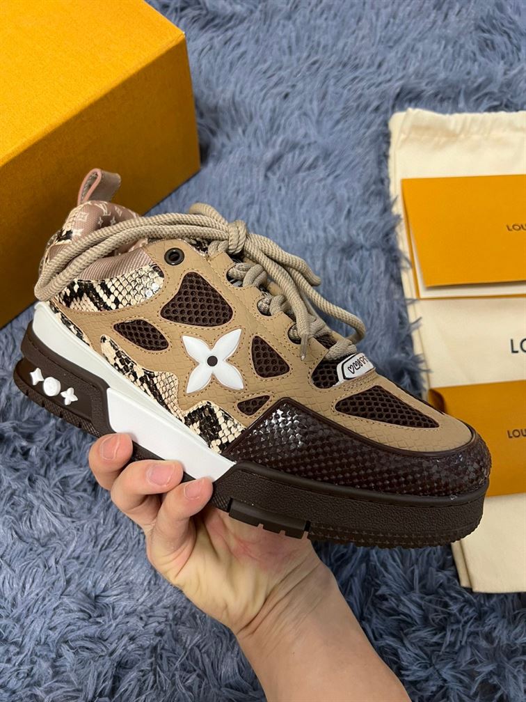 LOUIS VUITTON LV SKATE SNEAKER IN BROWN SNAKESKIN – LVS148