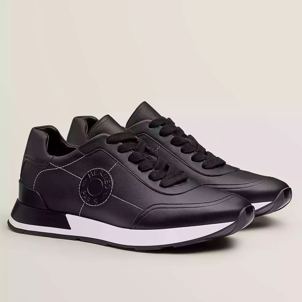 Hermes Men’s Drive Sneakers In Black Leather – HM033