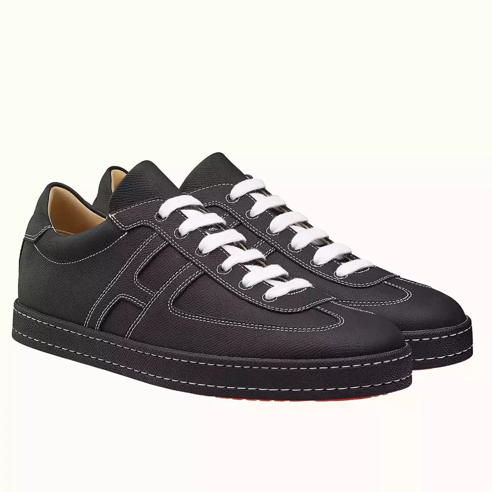 Hermes Boomerang Sneakers In Black Epsom Leather – HM056