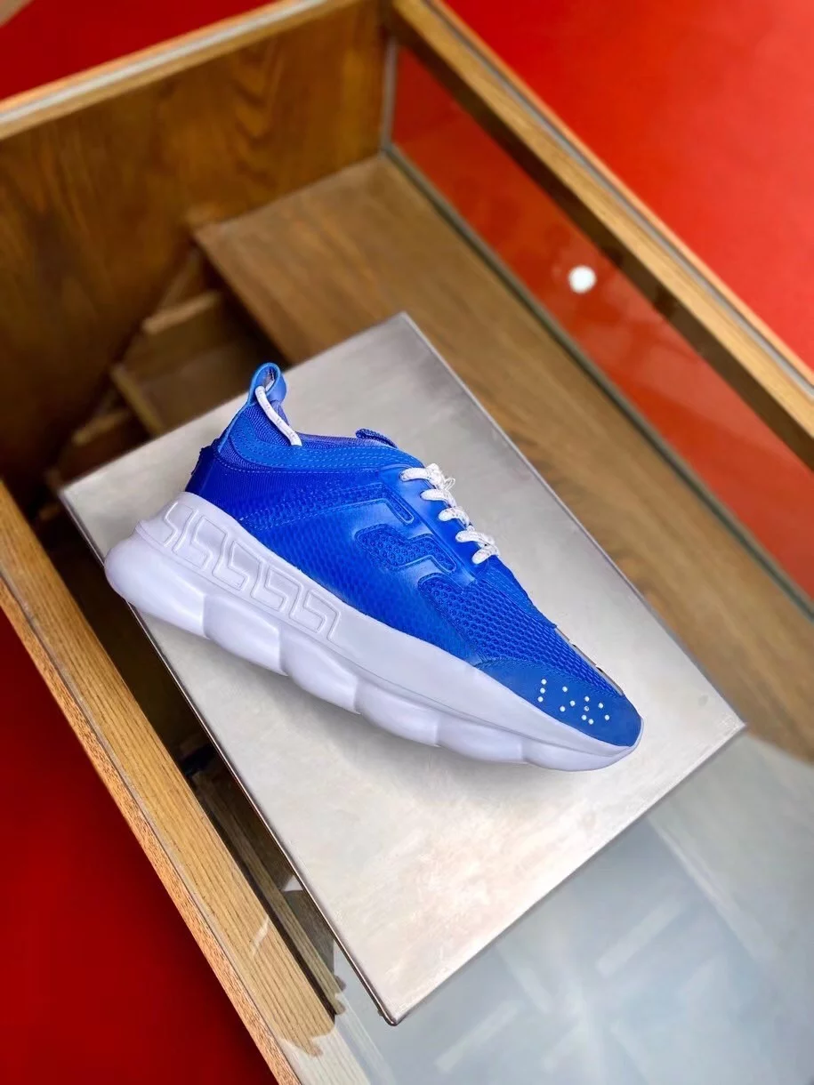 VERSACE WOMEN’S CHAIN REACTION SNEAKERS IN BLUE MESH – VSS026