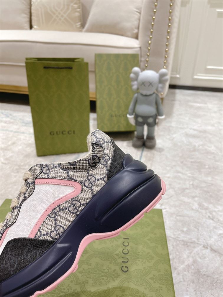 GUCCI RHYTON GG-MONOGRAM LEATHER-TRIM CANVAS TRAINERS – GCC106