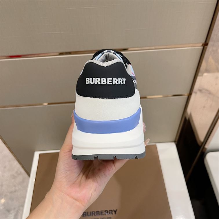BURBERRY CHECK NYLON, LEATHER AND SUEDE SNEAKERS – BBR031