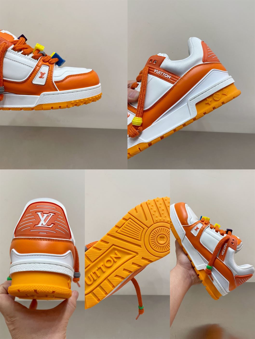 LOUIS VUITTON TRAINER MAXI LOW-TOP SNEAKERS IN WHITE AND ORANGE – LVS115