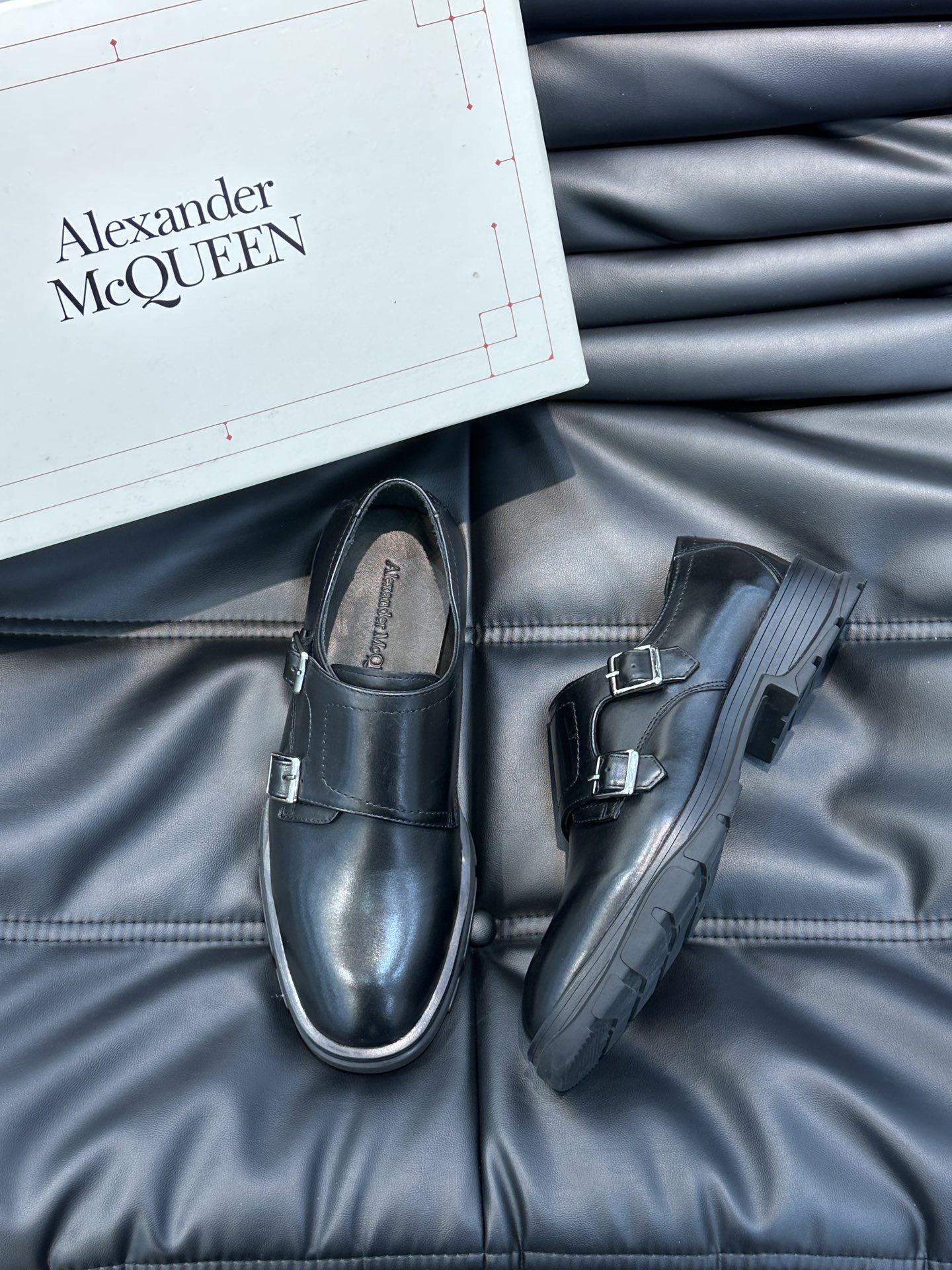 Alexander McQueen thick-soled platform men's leather shoes