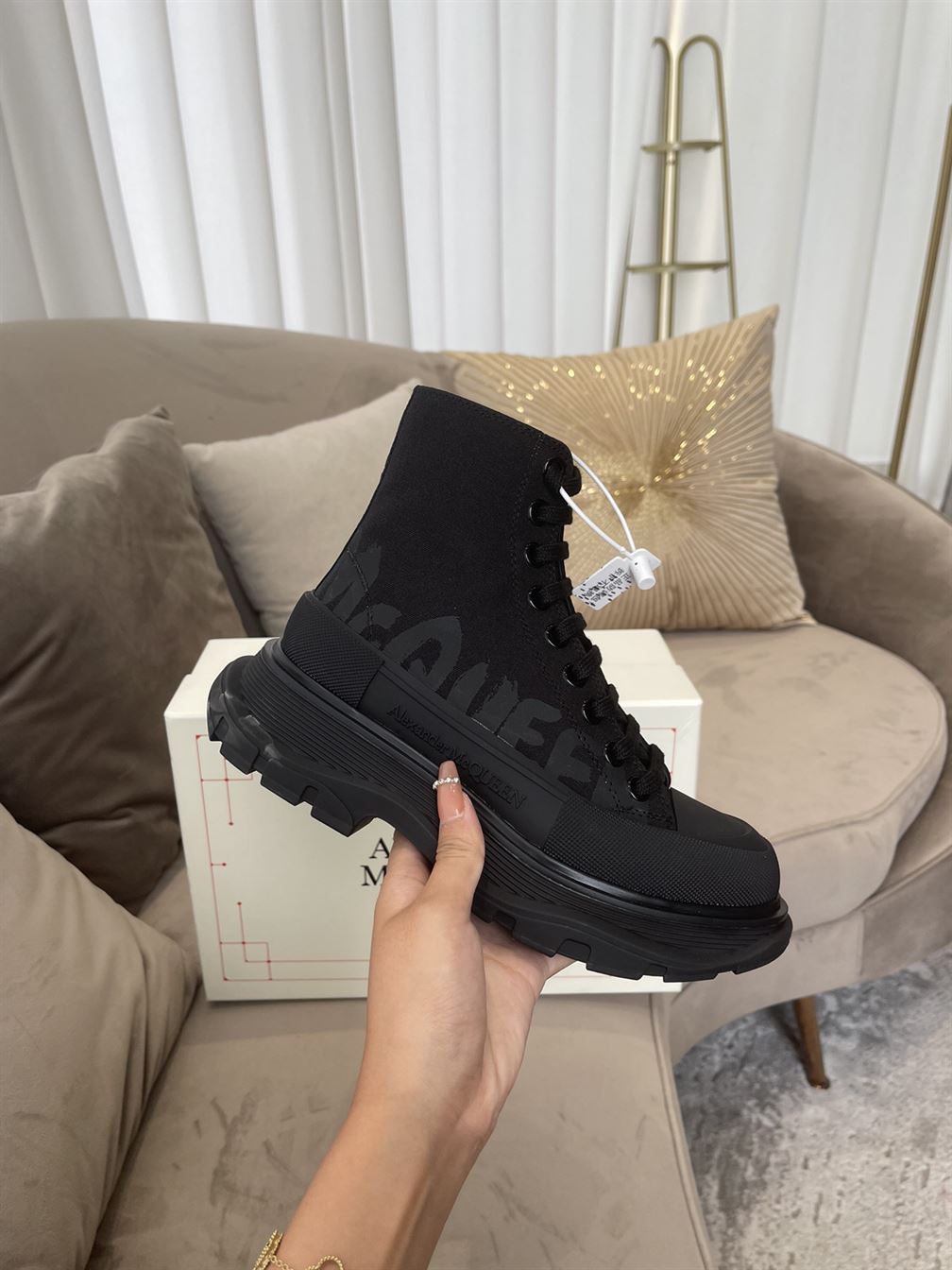 ALEXANDER MCQUEEN GRAFFITI TREAD SLICK HIGH-TOP SNEAKERS – ALD034