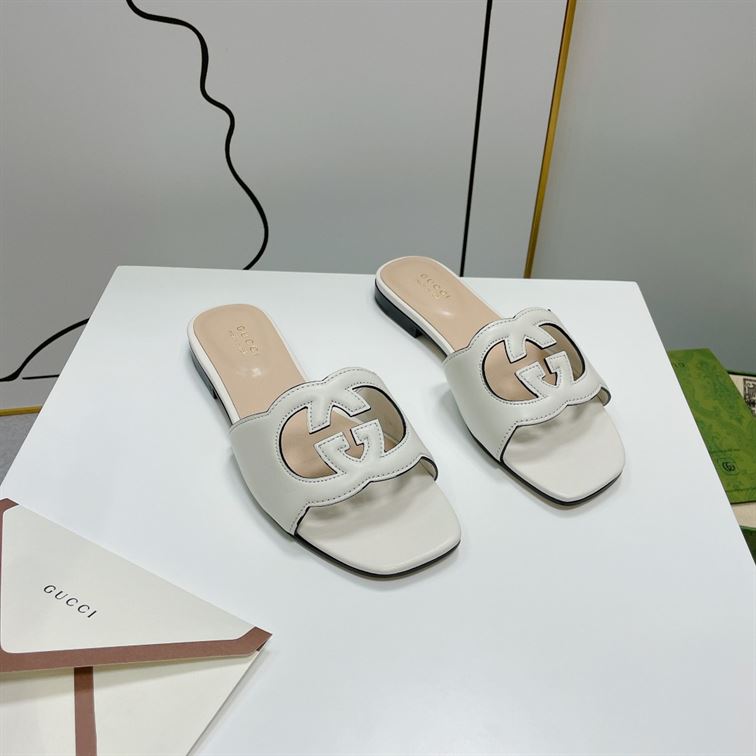 GUCCI WOMEN’S INTERLOCKING G CUT-OUT SLIDE SANDAL – GSL013
