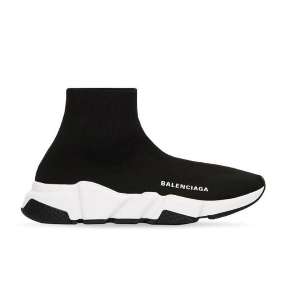 BALENCIAGA SPEED RECYCLED KNIT SNEAKER IN BLACK/WHITE – BLA052