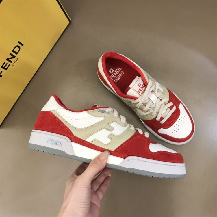 FENDI MATCH RED LEATHER LOW-TOPS SNEAKERS – FDS001