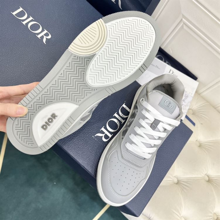 DIOR B27 LOW-TOP SNEAKER GRAY SMOOTH CALFSKIN AND CD DIAMOND CANVAS – DO139