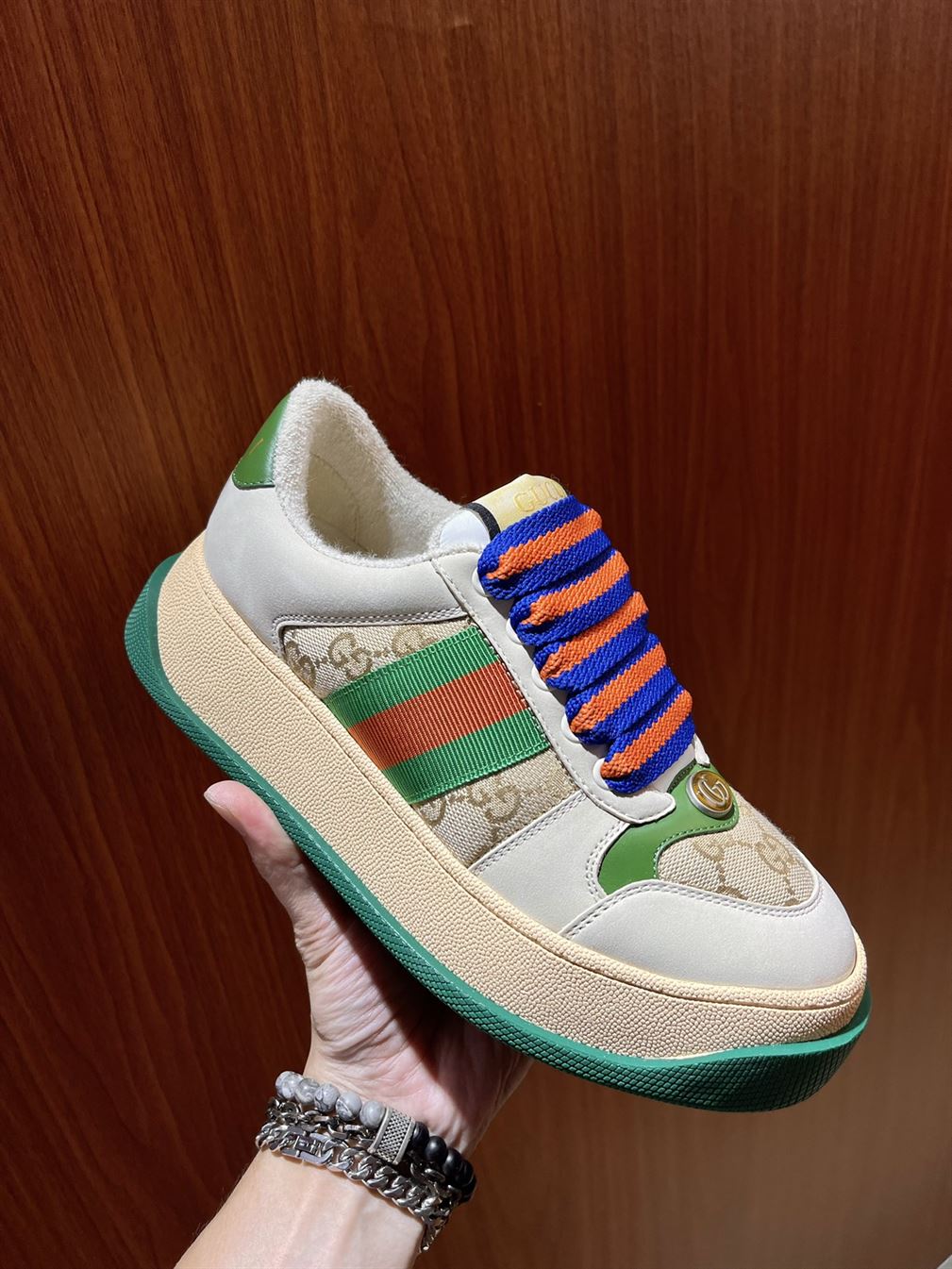 GUCCI SCREENER GG TRAINERS GREEN MONOGRAM – GCC143