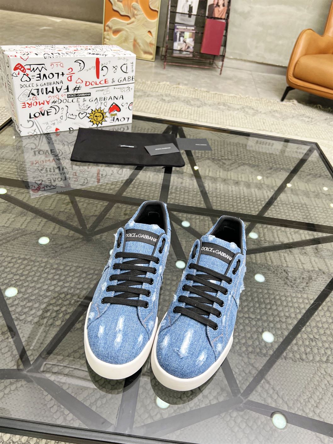 DOLCE & GABBANA DENIM PATCHWORK SNEAKERS – DG024