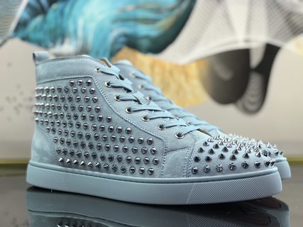 Christian Louboutin Blue Suede Louis Spikes High Top Blue