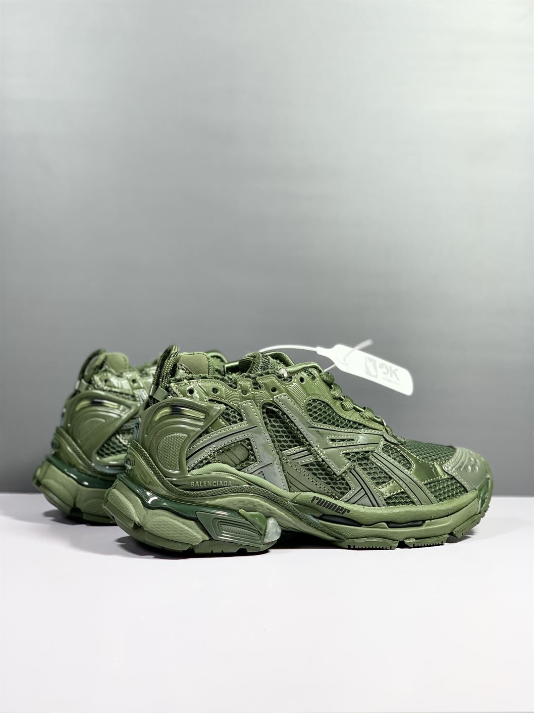 BALENCIAGA RUNNER TRAINERS IN DARK GREEN MESH AND NYLON – BLA025