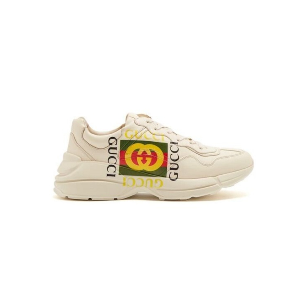 GUCCI RHYTON LOGO PRINT LOW TOP LEATHER TRAINERS – GCC009
