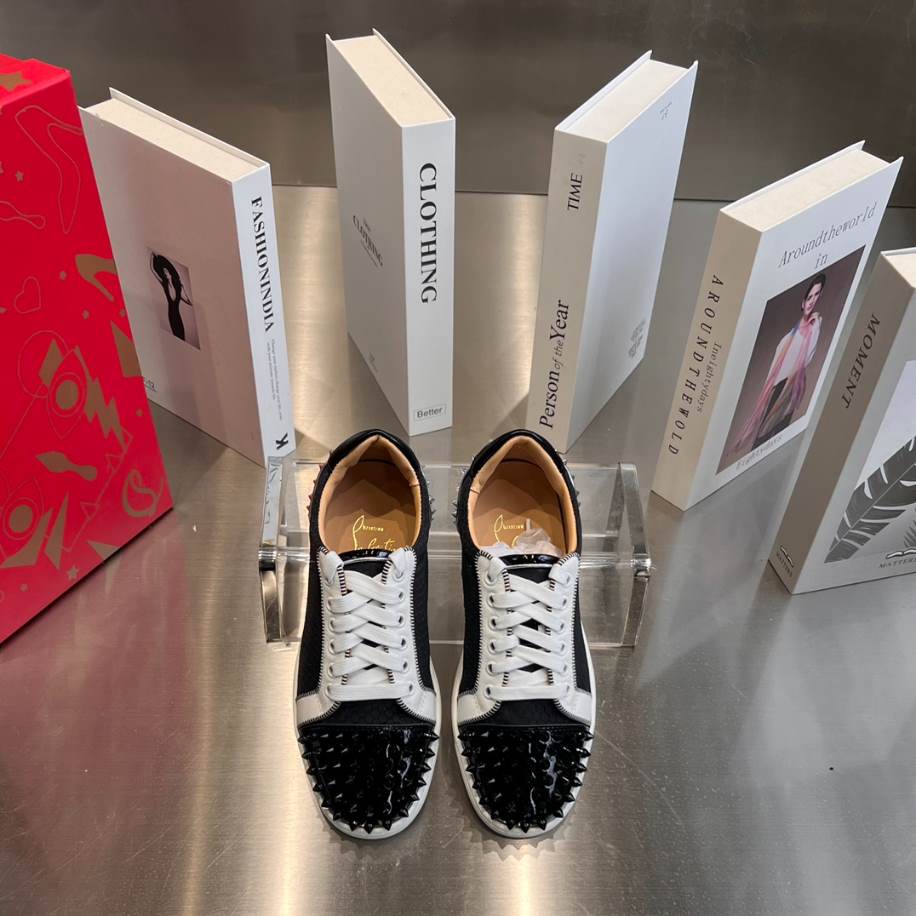Christian Louboutin Low Top Black White Silver Sneaker – CLS048