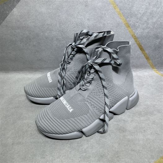 BALENCIAGA MEN’S SPEED 2.0 LACE-UP RECYCLED KNIT SNEAKER IN GREY – BLA035