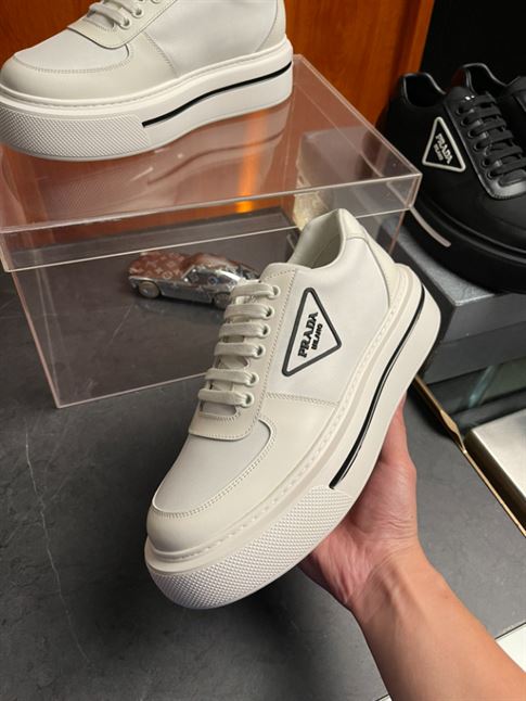 PRADA MACRO RE-NYLON AND BRUSHED LEATHER SNEAKERS – PRS056