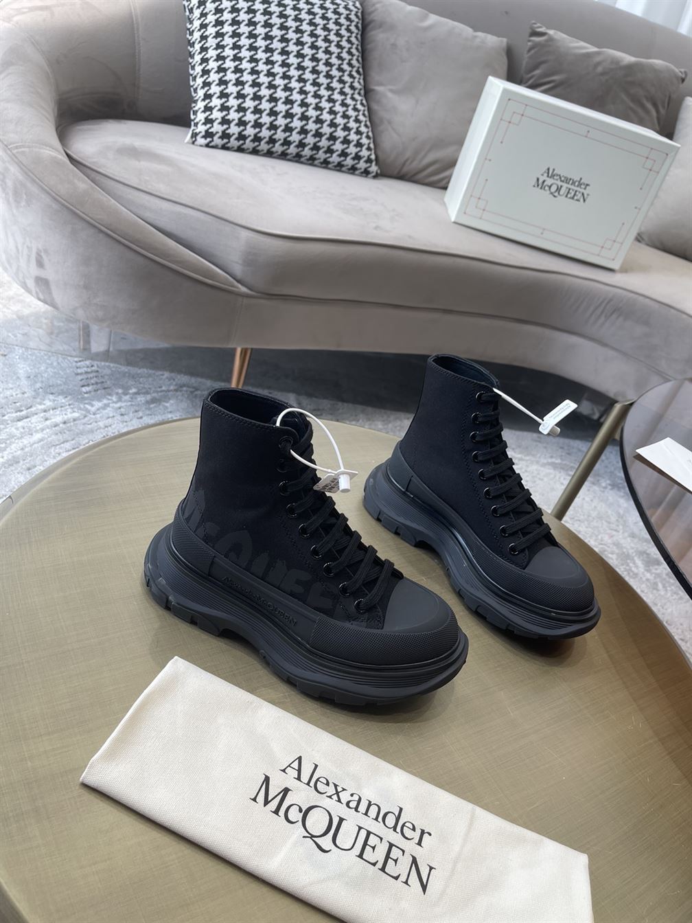 ALEXANDER MCQUEEN GRAFFITI TREAD SLICK HIGH-TOP SNEAKERS – ALD034