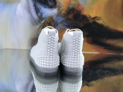 Christian Louboutin White Embossed “LoubinTheSky” Leather Lou Spikes 2 High-Top Sneakers