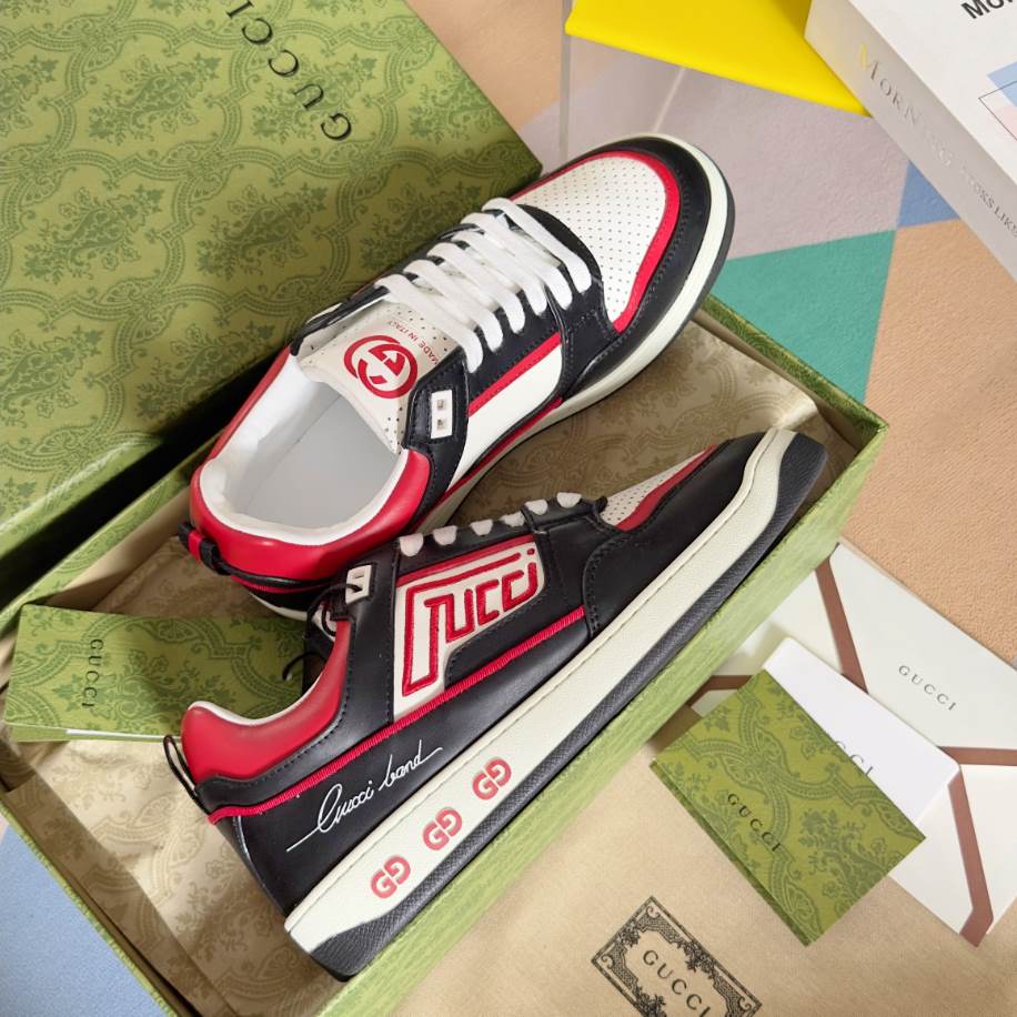 Gucci Unisex Black Red White Sneakers – GCC217