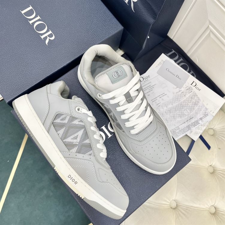 DIOR B27 LOW-TOP SNEAKER GRAY SMOOTH CALFSKIN AND CD DIAMOND CANVAS – DO139